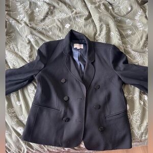 Black cropped Ann Taylor LOFT suit jacket.